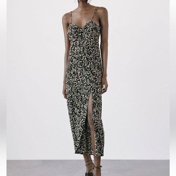 NWT Zara Chain Strap Midi Dress - Picture 2 of 16